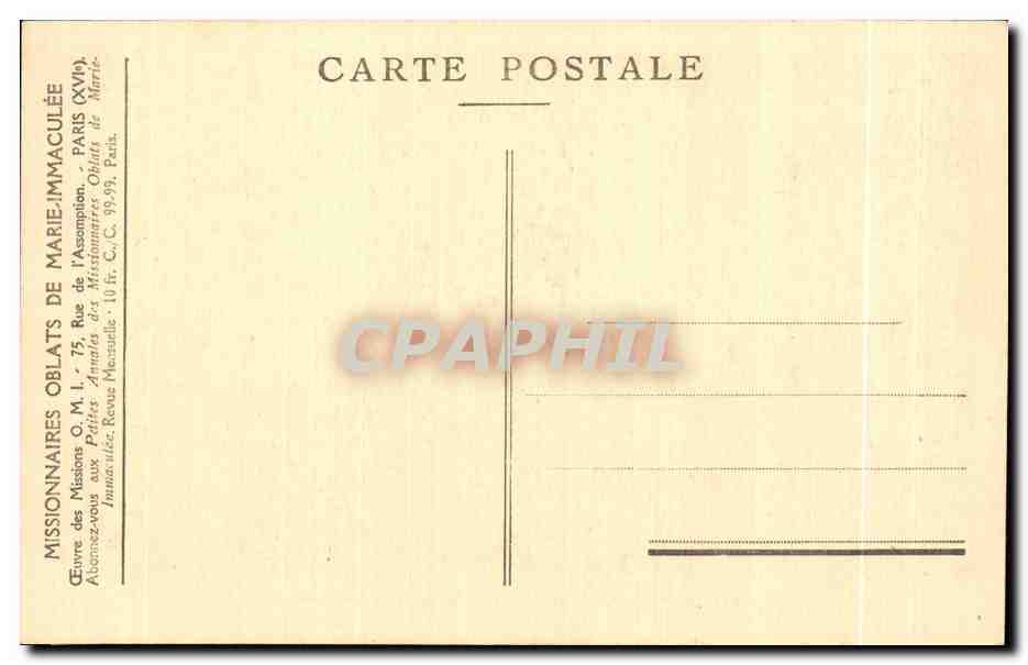 Catholic Pariah Family — Missions of Ceylon — Series X — Publisher: Immaculée — Rückseite