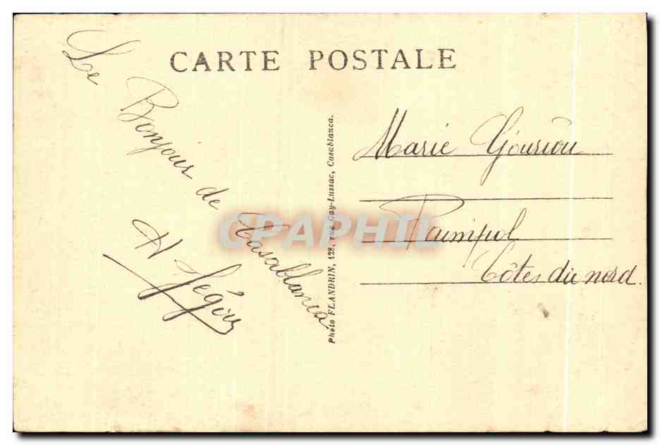CPA Bidon Ville Village Chleuh pres de la ville indigene de Casablanca — Verso