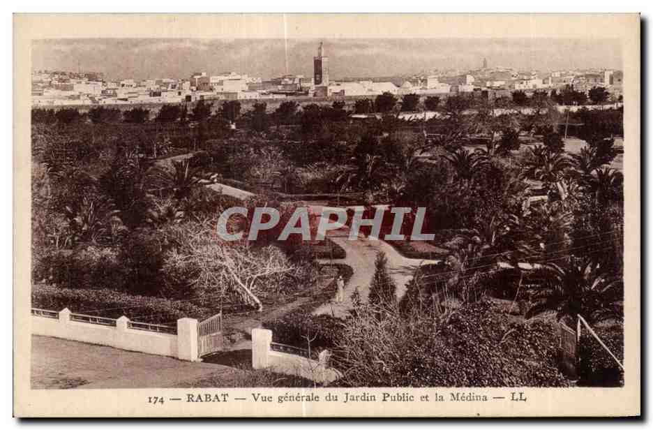 CPA Maroc Rabat Vue generale du Jardin Public et la Medina 