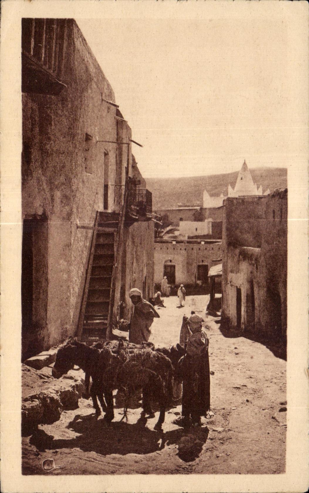 CPA Maroc Dans Un Village Du Sud Ane Donkey