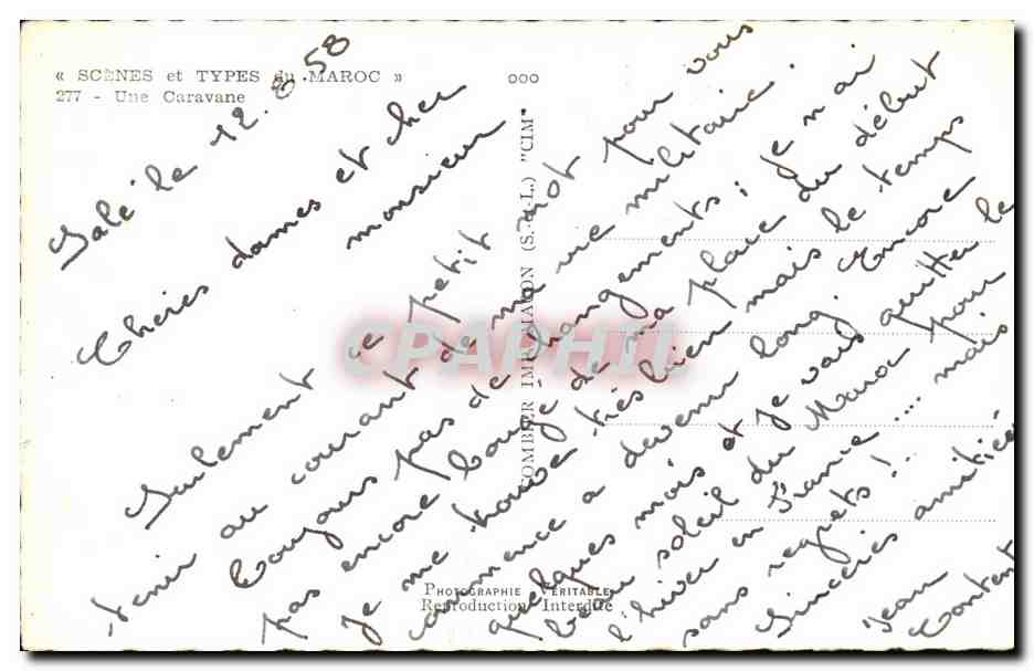 CPA Maroc Scenes et Types du du Maroc Une Caravane — Rückseite