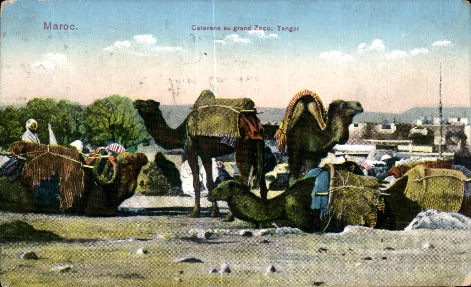 CPA Maroc Caravans sugrand Zocu Tanger Chemeau Camel