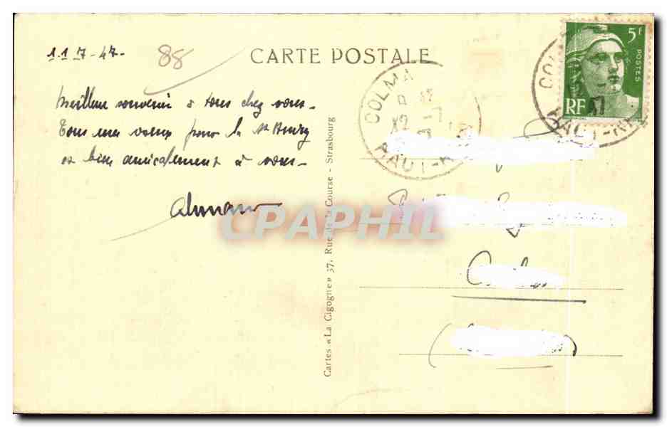 Gérardmer — Vue générale avec le lac — Cartes à La Cigogne — Verso