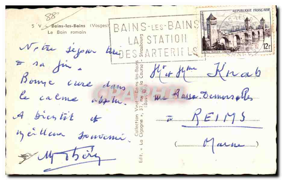 CPA Bains les Bains (Vosges) Le Bain romain — Rückseite