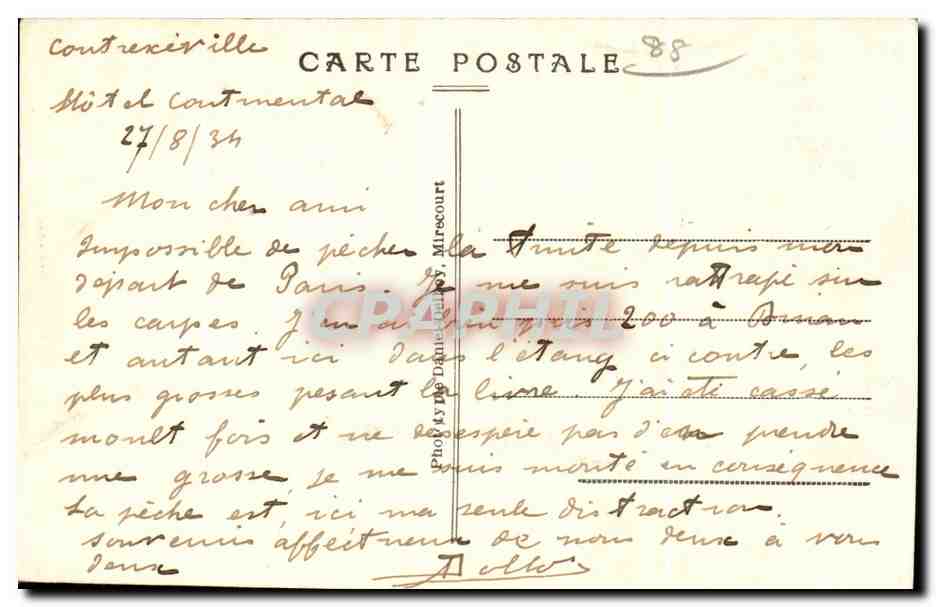 CPA Contrexeville Le Lac pecheurs — Verso