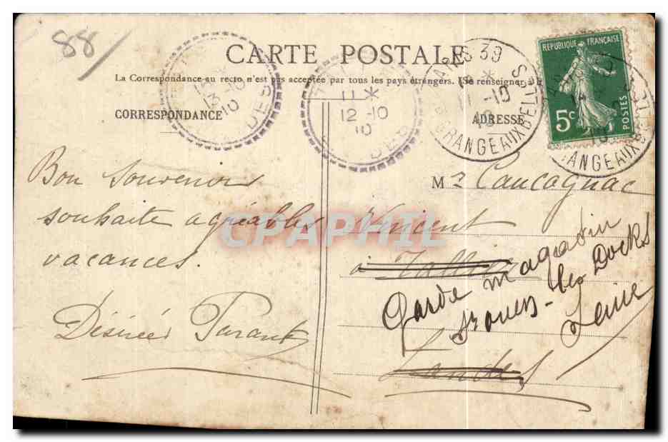 CPA Contrexeville (Vosges) Le Moulin — Rückseite