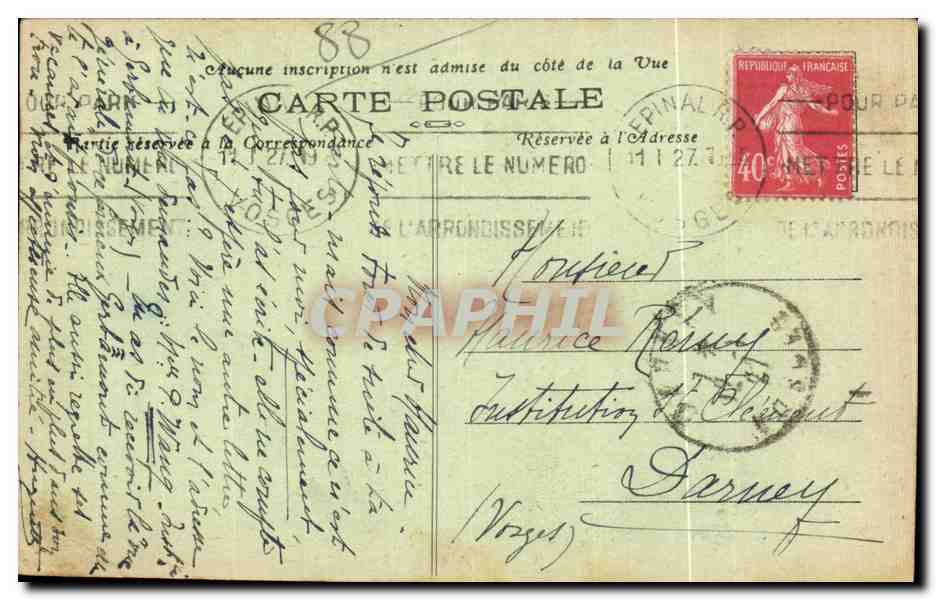 CPA Epinal Vue generale sur la Butte du Chateau — Rückseite