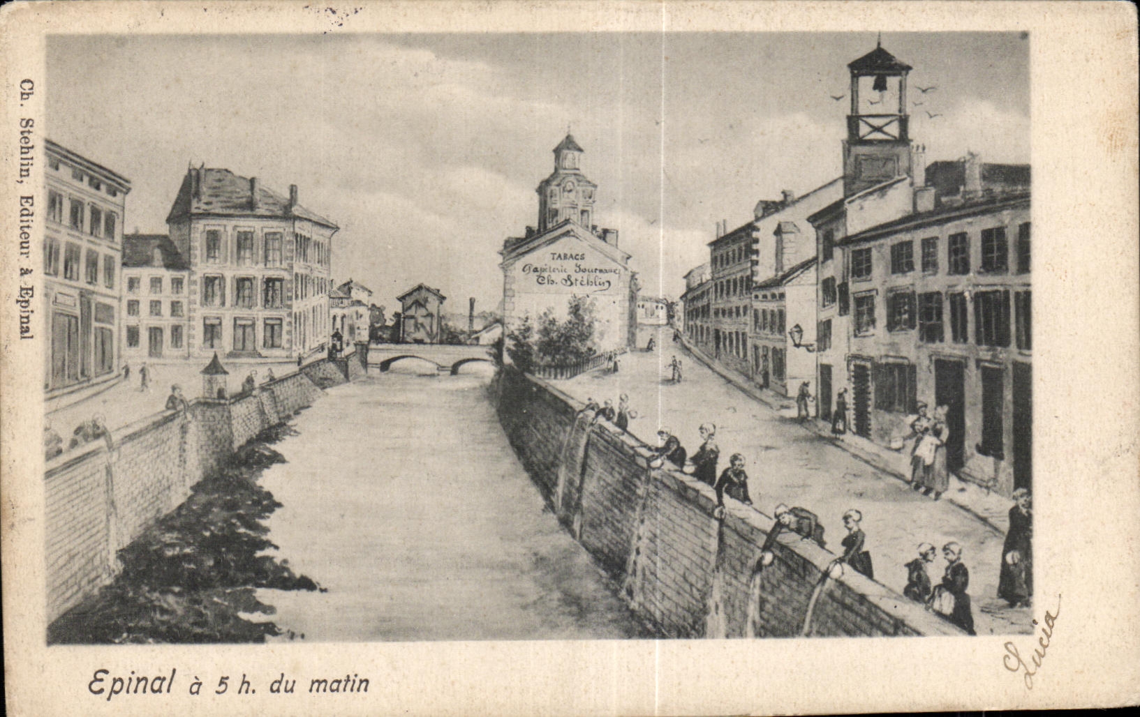 CPA Epinal a 5h du matin Lavandieres