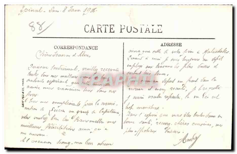 CPA Epinal Le Quai De Juillet Et Monument De1870 1871  — Rückseite
