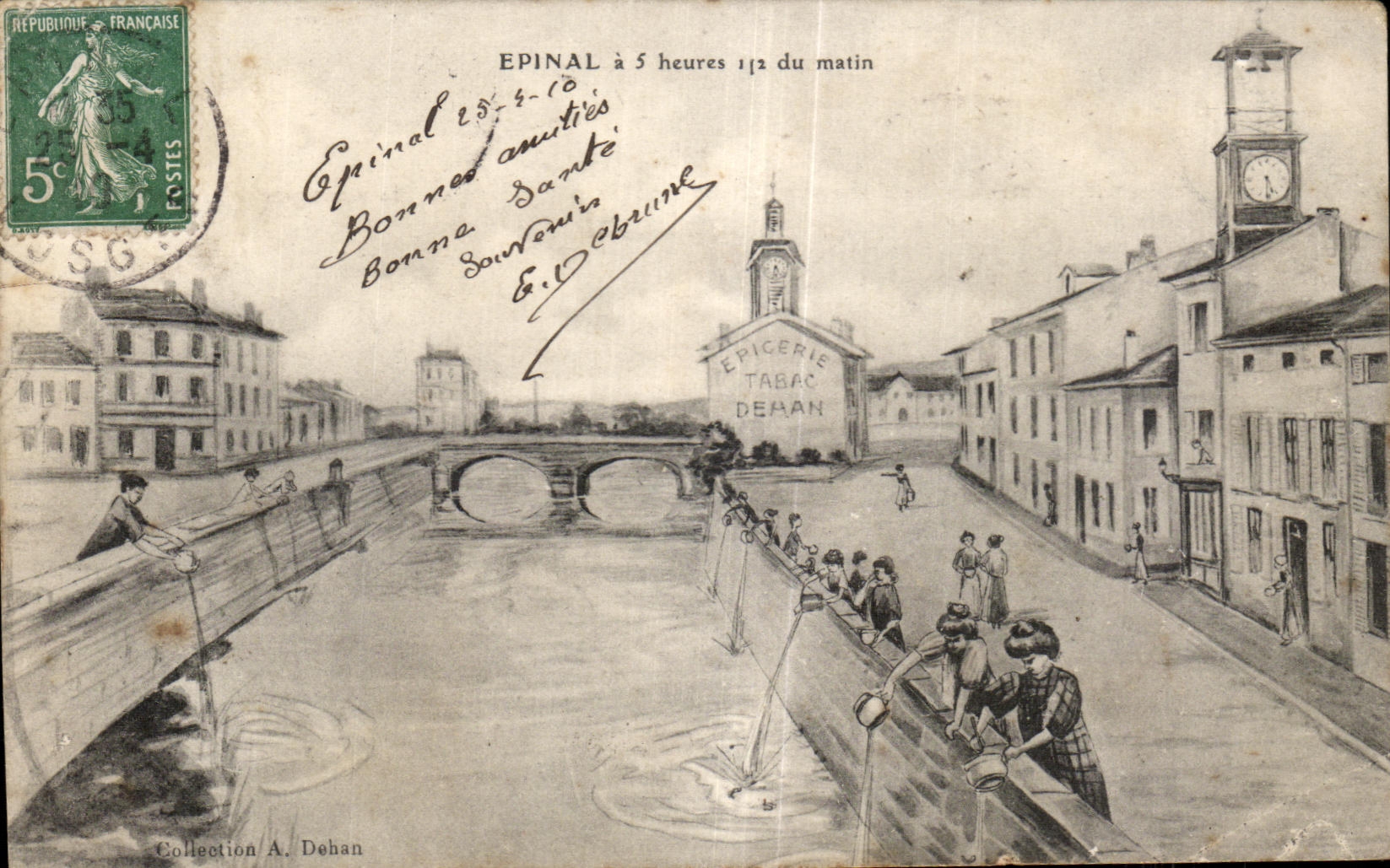 CPA Epinal a heures du matin Lavandieres