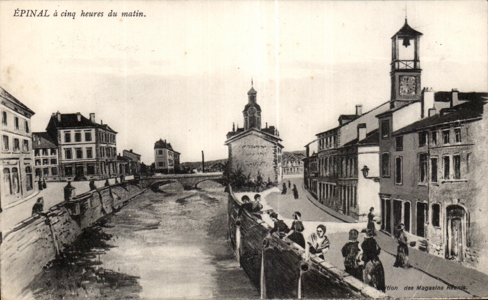 CPA Epinal a cinq heures du matin Lavandieres