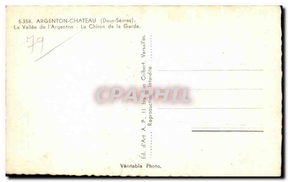 CPA Argenton Chateau (Deux Sevres) La Vallee de I Argentan Le Chiron de la Garde — Rückseite