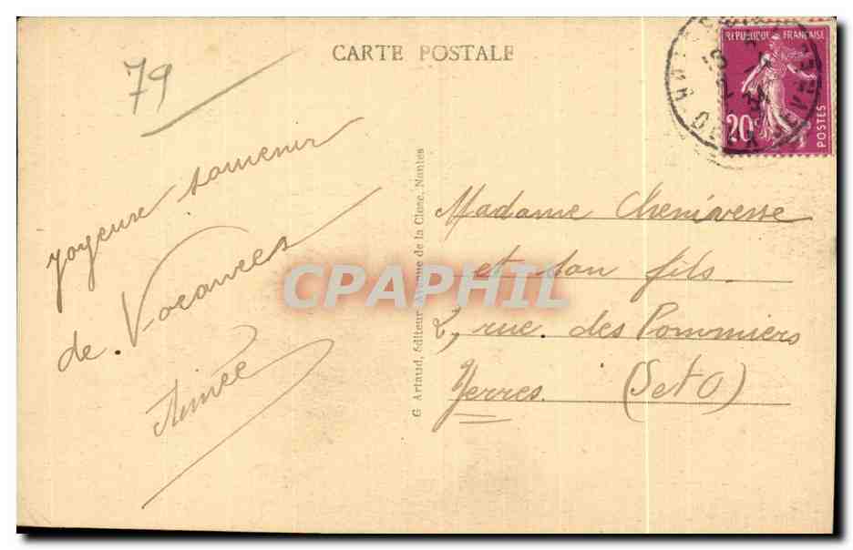 CPA Bressuire (Deux Sevres) Les du vieux Chateau (XI siecle) et les coteaux de Javst — Rückseite