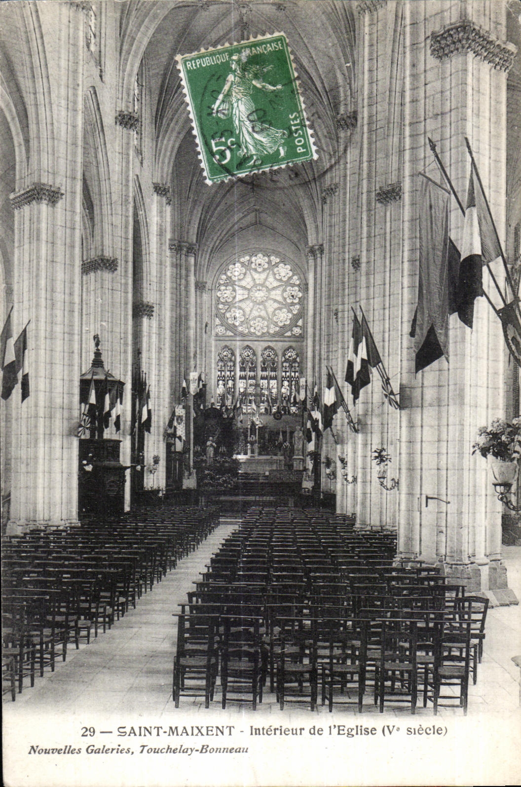 SAINT-MAIXENT — Intérieur de l'Église (Vᵉ siècle) — Nouvelles Galeries, Touchelay-Bonneau