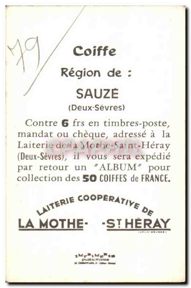 Image Fantaisie - Folklore - Costumes - Coiffe de Sauze -  — Verso