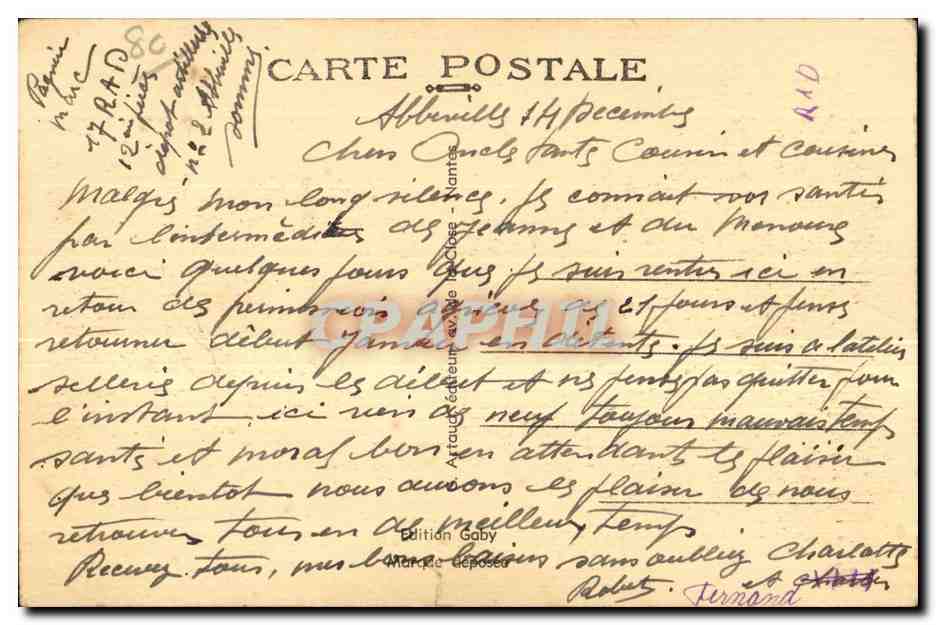 Abbeville - Place Amiral Courbet - CPA — Back