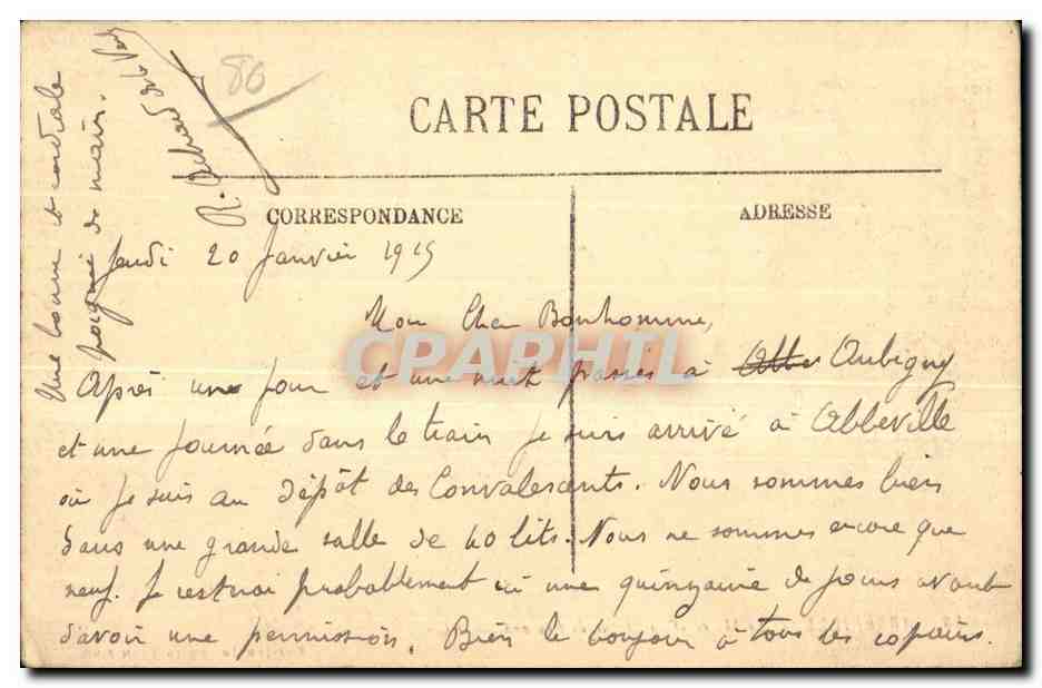 Abbeville - Le Musee et la statue de Prarond - CPA  — Rückseite