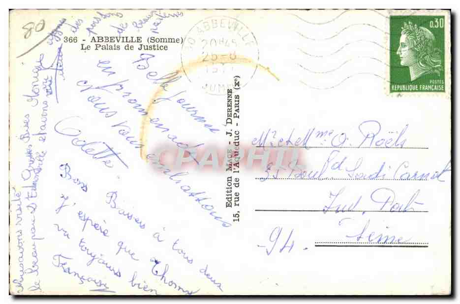 Abbeville - Le Palais de Justice - CPA — Rückseite