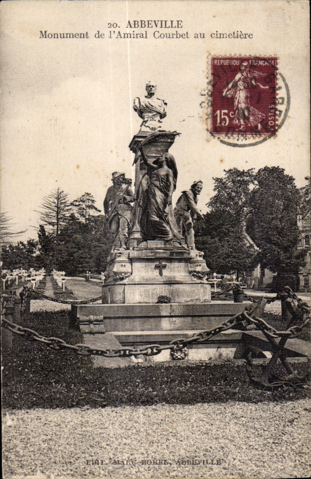 Abbeville — Monument de l'Amiral Courbet au cimetière — Édit. Marc Borel, Abbeville