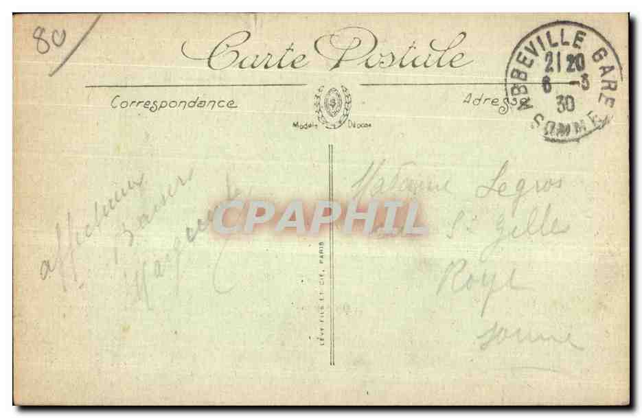 Abbeville — Monument de Boucher de Crèvecœur de Perthes — éditeur LL, n° 192 — Reverso