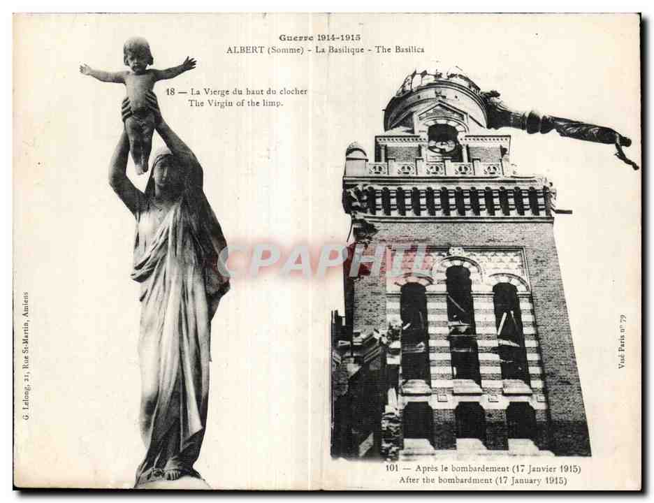 Albert (Somme) — View of the Basilica and the Virgin from the Top of the Clock Tower — G. Lalong, Paris