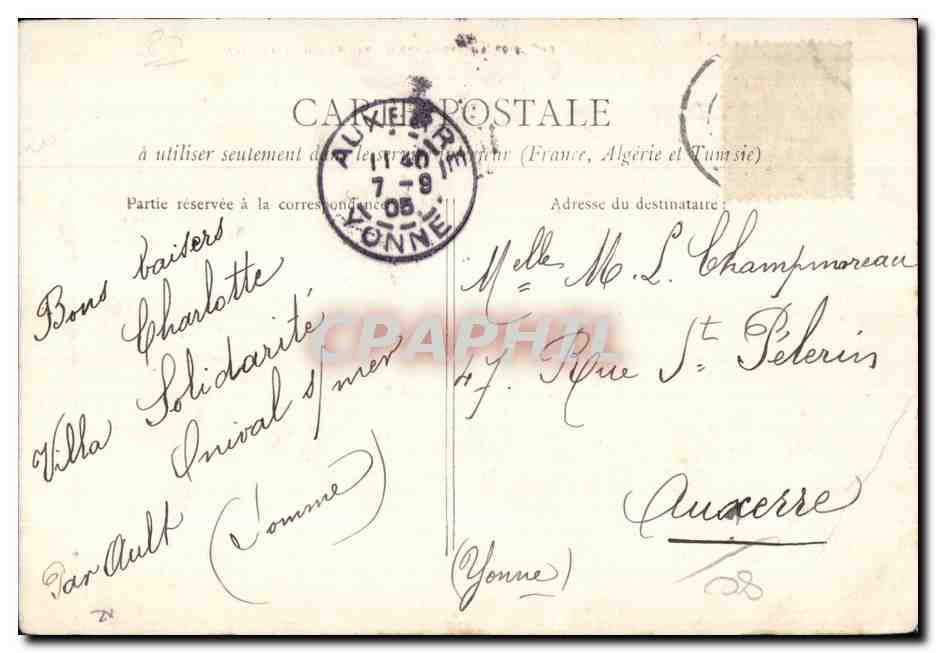 CPA Onival sur Mer Le Chemin des Douaniers cote Nord — Rückseite