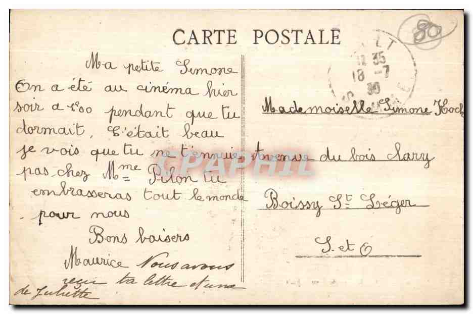CPA Onival sur Mer La Plage — Back