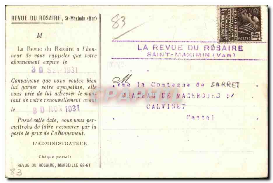 Saint Maximin - Couvent des RR Dominicains - CPA  — Verso