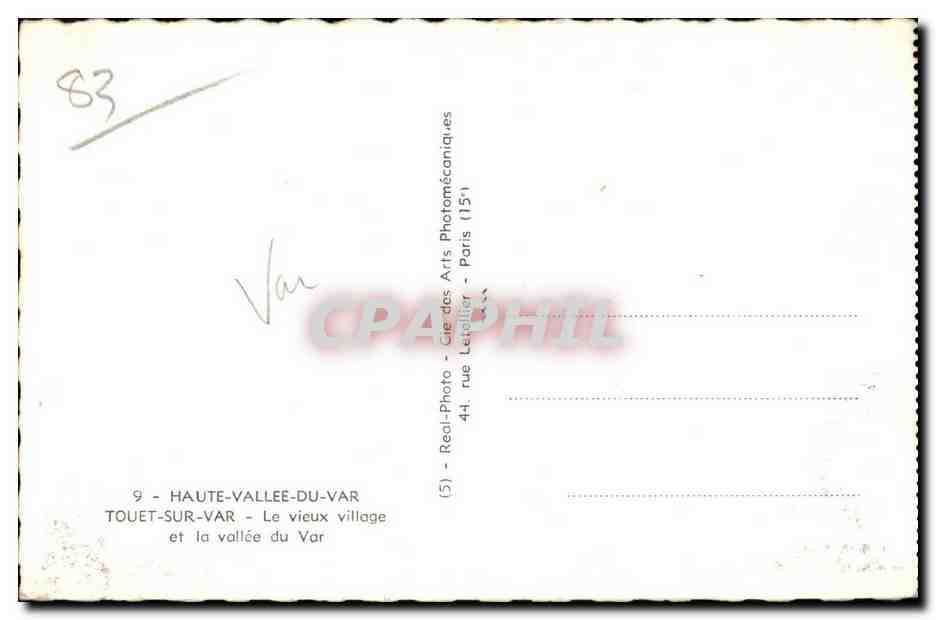 Touet sur Var - Le Vieux Village - CPA  — Rückseite