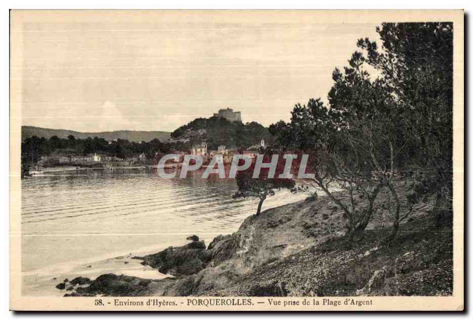 Environs d'Ilyères — PORQUEROLLES — Vue prise de la Plage d'Argent