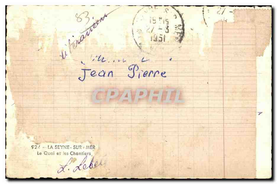 La Seyne - Le Quai et les Chantiers - CPA  — Rückseite