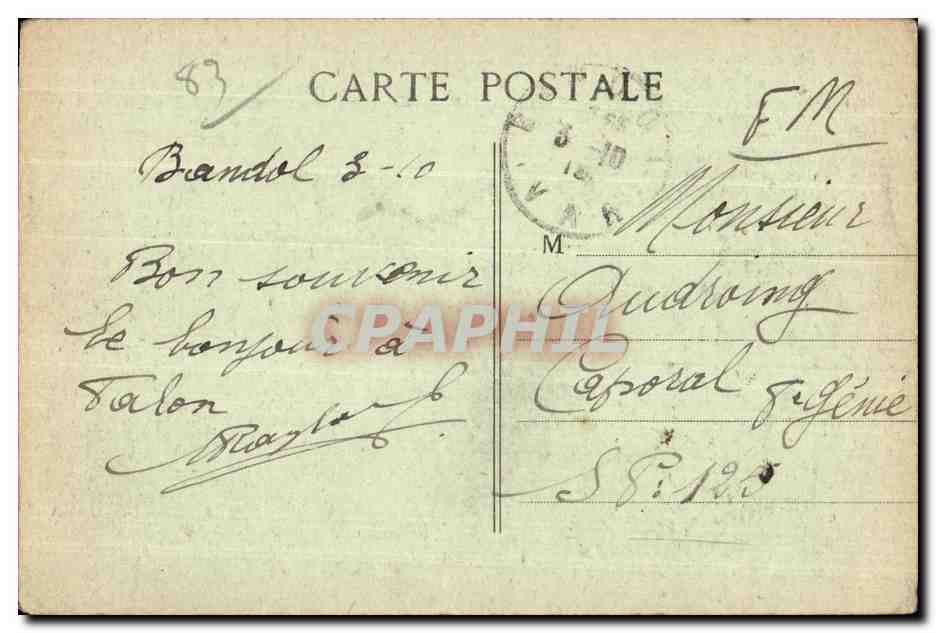 Bandol-sur-Mer — Hôpital Auxiliaire — Éditeur C. Budry - Marseille — Rückseite