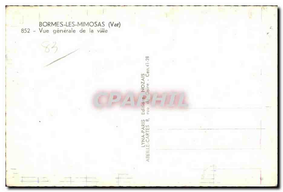 Bormes les Mimosas - Vue Generale de la Ville - CPA  — Rückseite