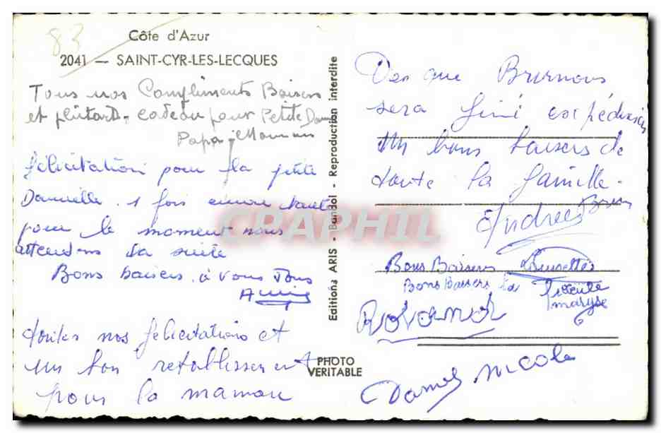 Saint Cyr sur Mer - Souvenir - CPA  — Rückseite