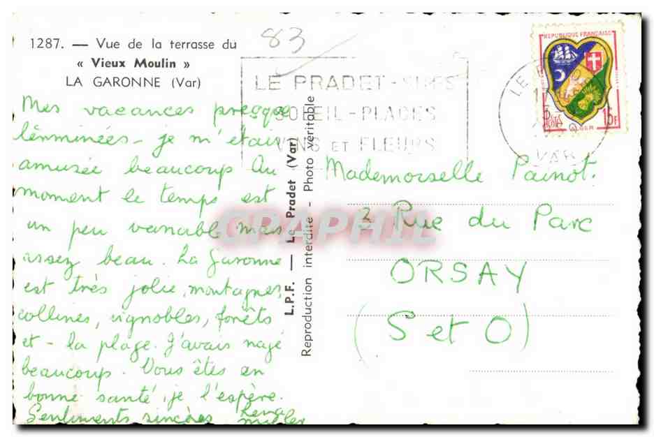 La Garonne - Vieux Moulin - CPA — Rückseite