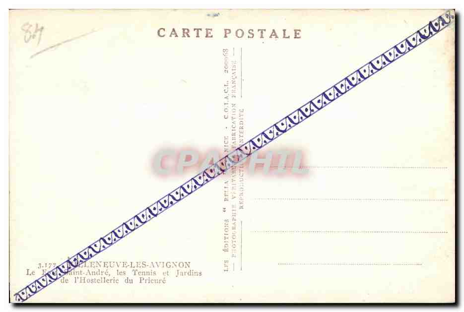 CPA Villeneuve les Avignon Tennis Jardins de l hostellerie du prieure — Rückseite