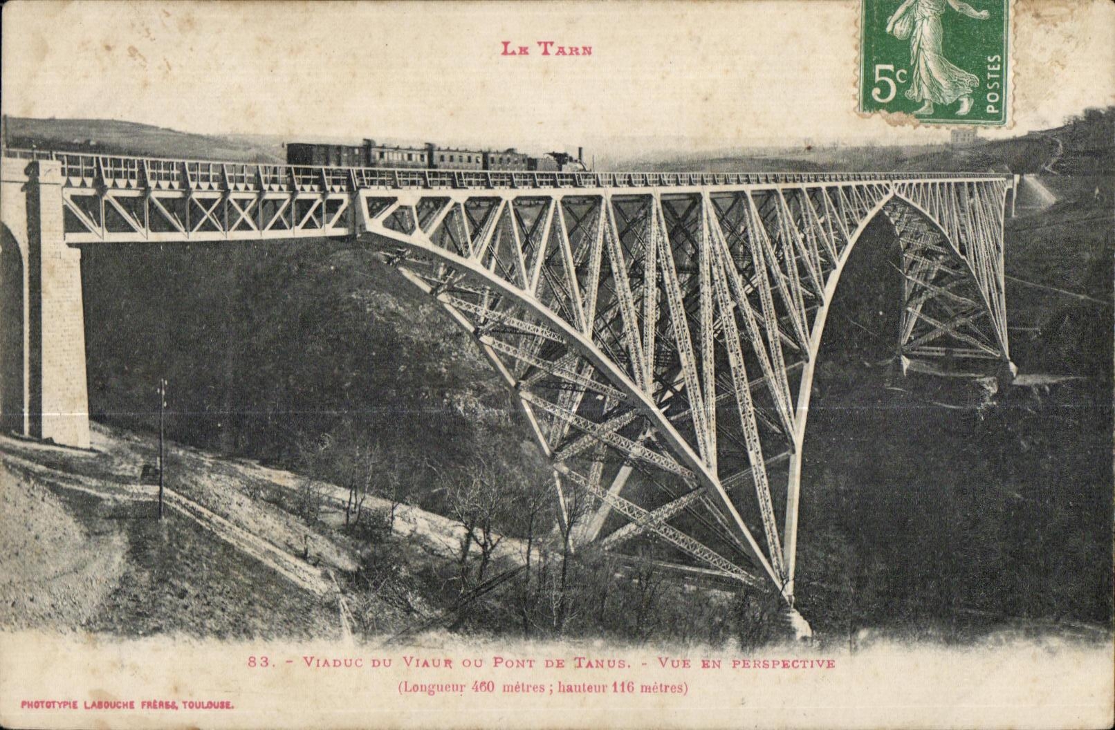 CPA Viaduc Du Viaur Ou Pont de Tanus Vue de Perspective Train 