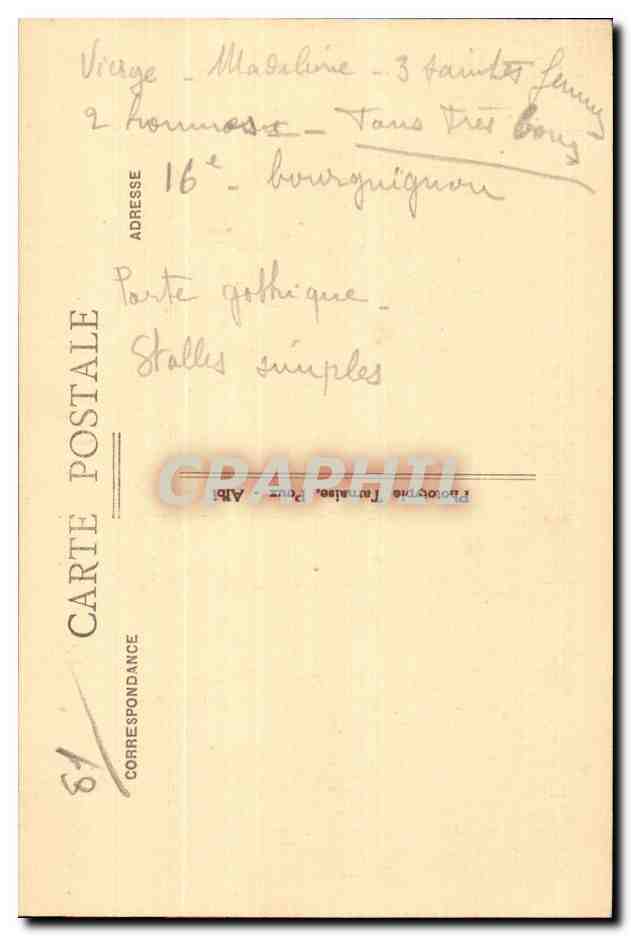 CPA Le Tarn lllustre Monesties Le Christ au Tombeau dans I Eglise provenant du Chateau de Combefo — Back