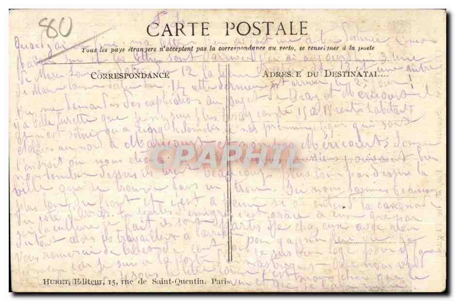 CPA Guerre 1914-1915 Tilloloy Somme Facade de I Eglise — Back