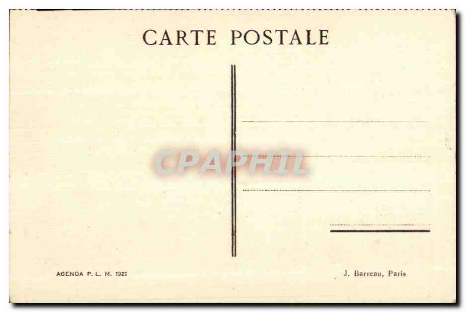 CPA Agenda P L M 1929 Tunis — Rückseite