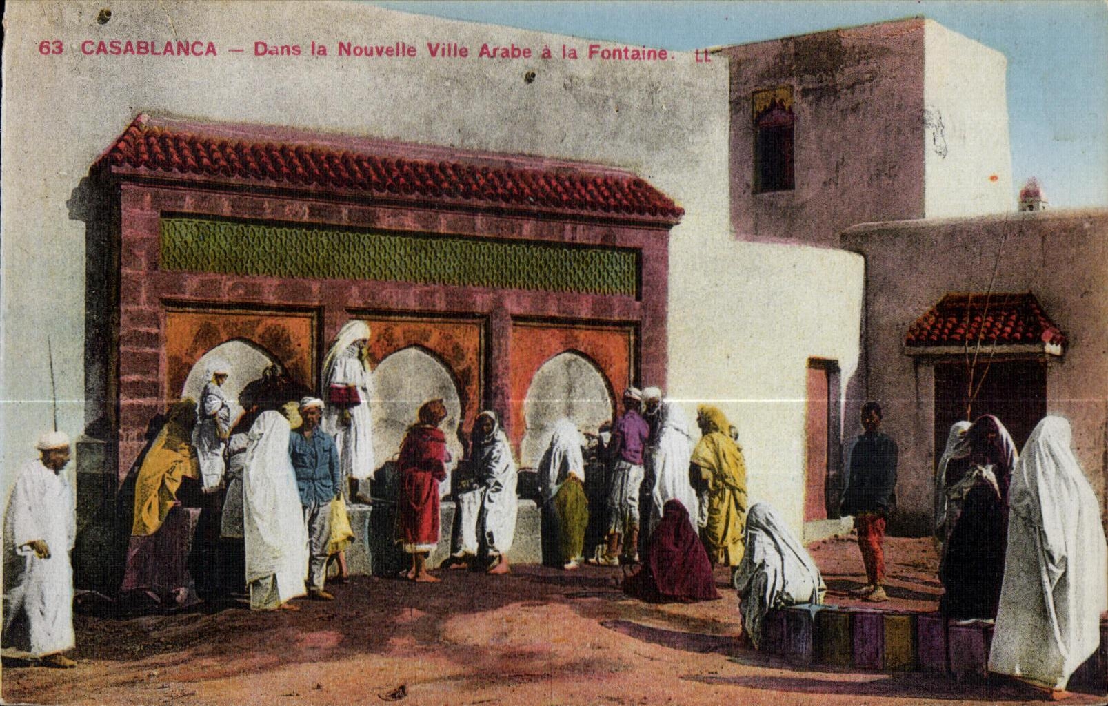 CPA Maroc Casablanca Dans Ia Nouveillee Ville Arabe a Ia Fontaine 