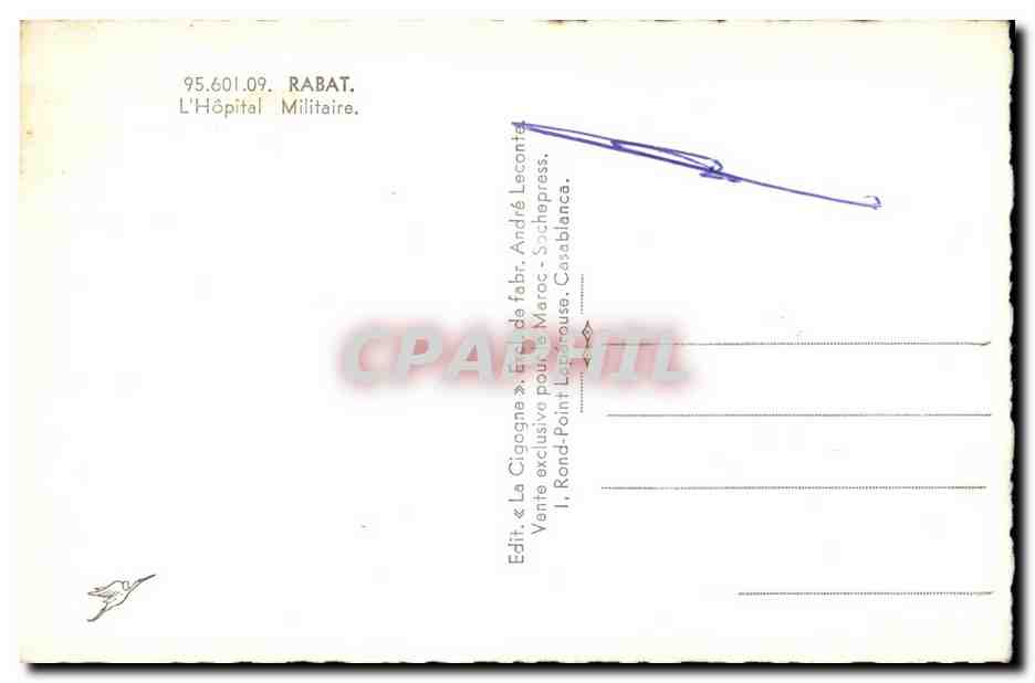 CPA Maroc Rabat L Hopital Militaire — Rückseite