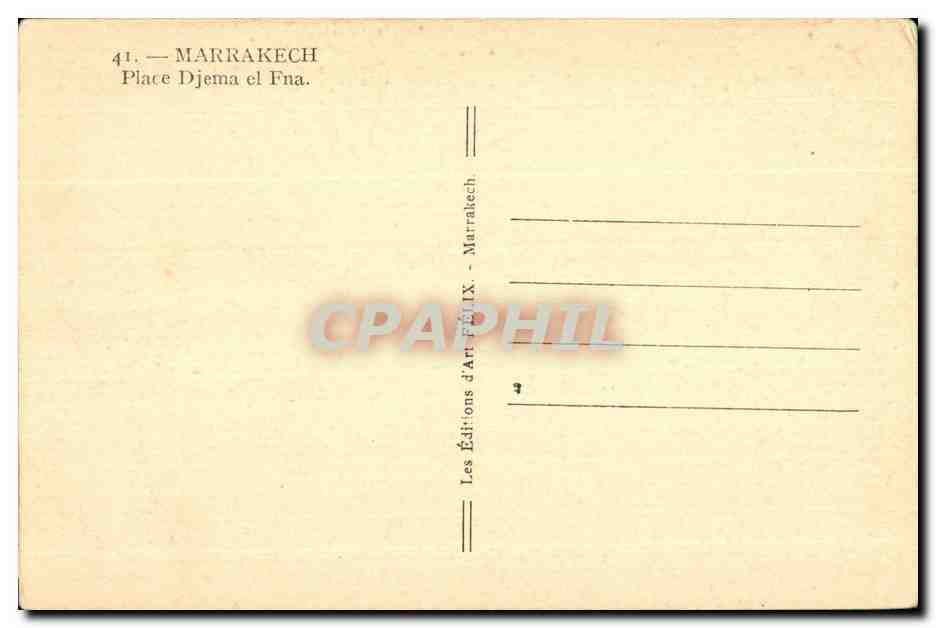 CPA Maroc Marrakech Place Djema El fna — Back