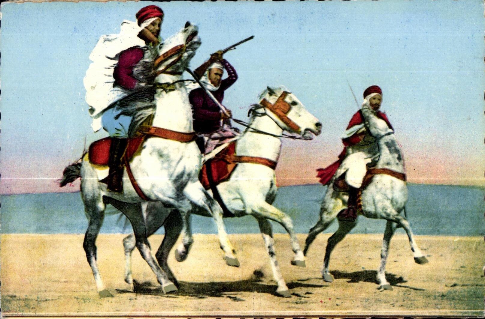 CPA Maroc Scenes Types Afrique du nord Fantasia cheval Horse