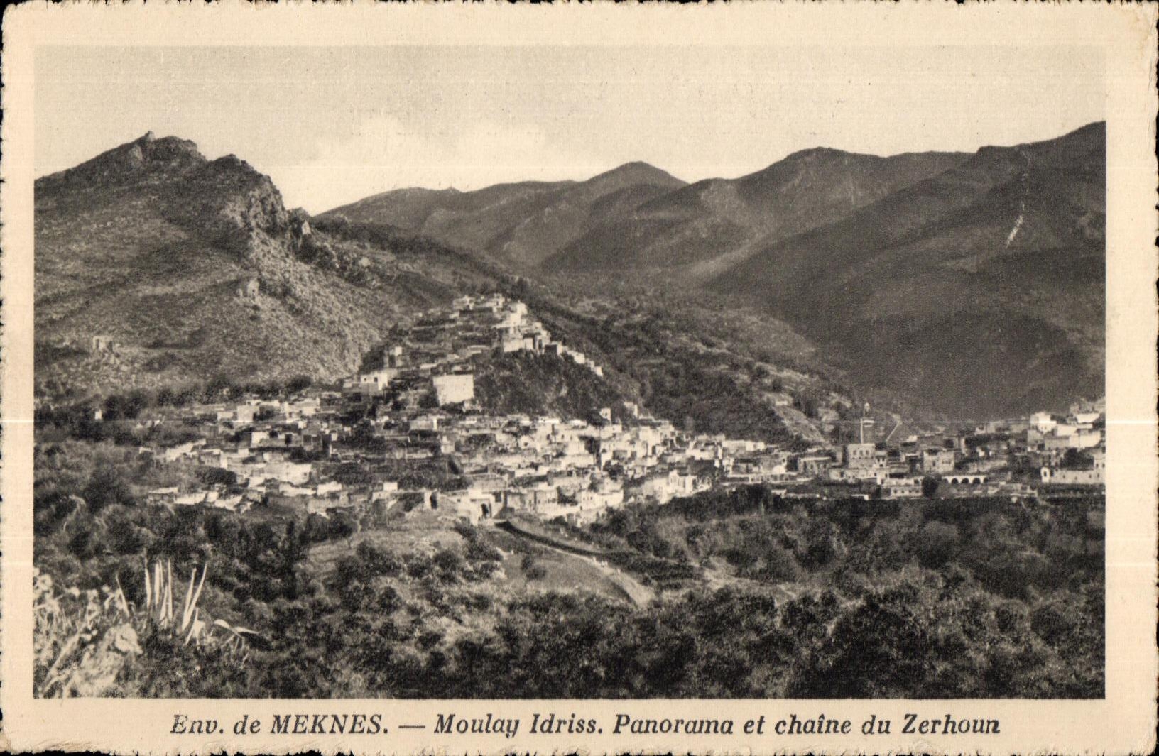 CPA Maroc Env de Meknes Moulay Idriss Panorama et chaine du Zerhoun