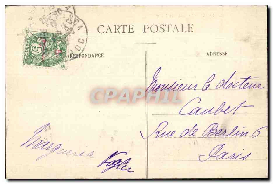 CPA Casablanca Le Cimetiere Arabe — Verso