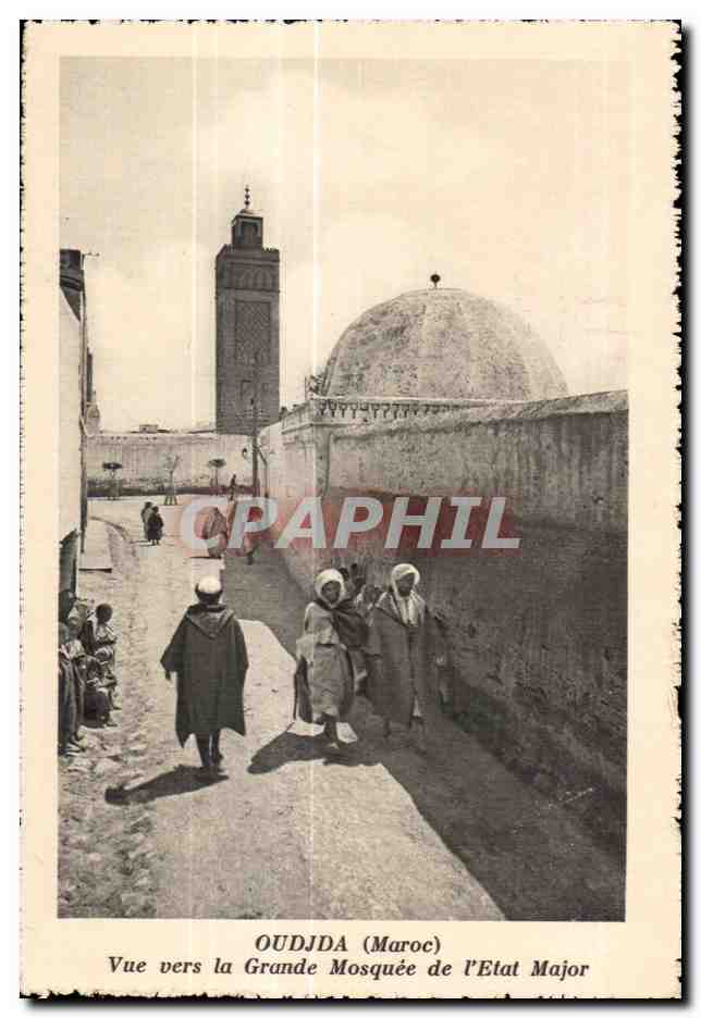 CPA Oudja Maroc Vue Vers la Grande Mosquee de I Etat Major