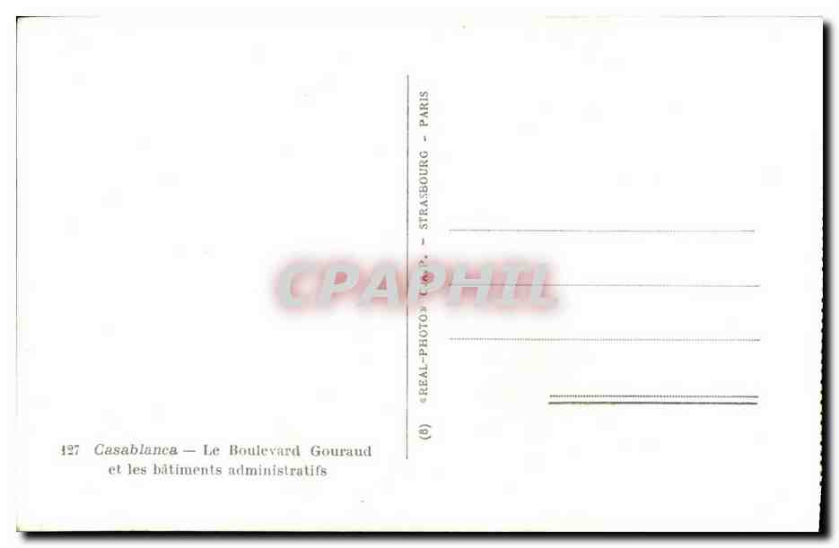CPA Maroc Casablanca Le Boulevard Gouraud et les batiments administratifs — Verso
