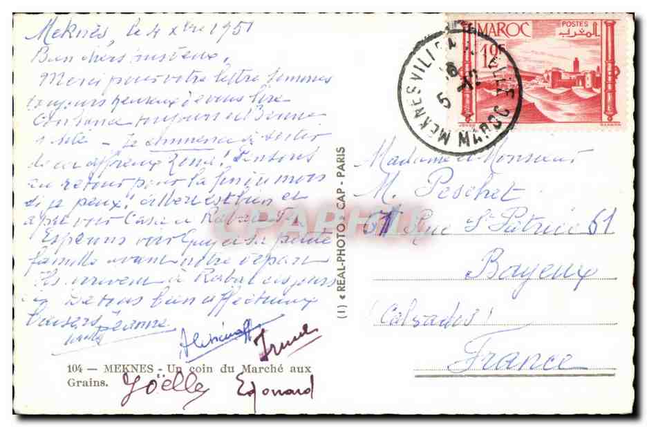 CPA Maroc Meknes Un coin du Marche aux Grains — Rückseite