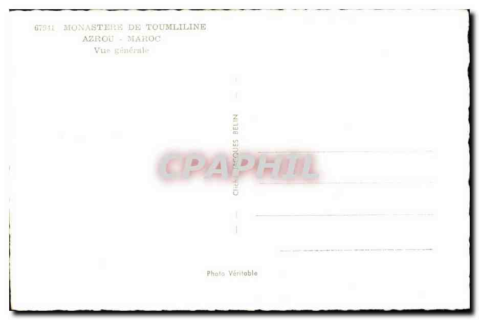 CPA Maroc Monastere De Toumliline Azrou Maroc Vue generale — Rückseite